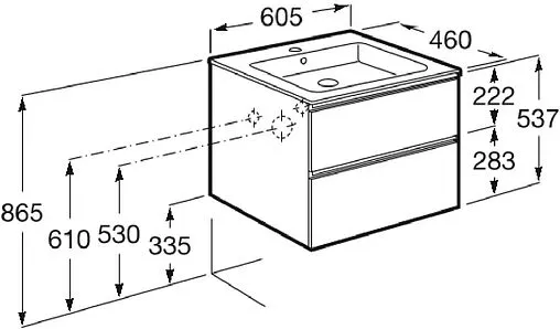 Тумба под умывальник подвесная Roca The Gap 60 городской дуб A857397402