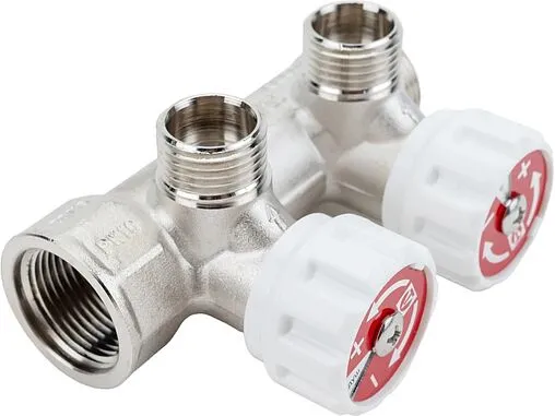 Коллектор регулирующий проходной 2 отвода ¾&quot;в/н x ½&quot;к Valtec VTc.570.N.0502