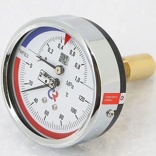 Термоманометр аксиальный Росма ТМТБ-31Т.1 80мм 16 бар 120°С гильза 46мм ½&quot; 00000002291