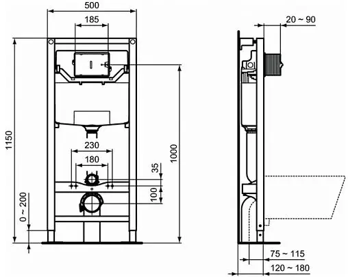 Комплект 5 в 1 Ideal Standard Strada II AquaBlade P387001 с кнопкой хром глянцевый