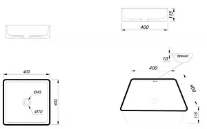 Раковина Bravat 40 черный матовый C22356K-ENG Раковина Bravat 40 черный матовый C22356K-ENG, 4