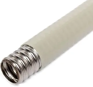 Труба гофрированная из нержавеющей стали отожженная Kofulso 20мм в белой оплетке 20ПМ на отрез Труба гофрированная из нержавеющей стали отожженная Kofulso 20мм в белой оплетке 20ПМ на отрез, 1