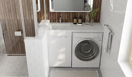 Тумба под умывальник напольная над стиральной машиной Raval Forte 110 L белый For.01.110.L/N/W