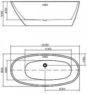 Ванна акриловая отдельностоящая Swedbe Vita 170x80 8836 Ванна акриловая отдельностоящая Swedbe Vita 170x80 8836, 3