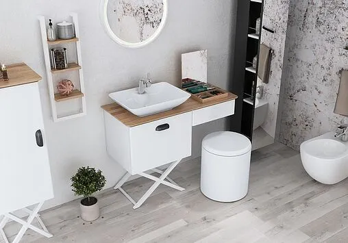 Стеллаж приставной Isvea Bei 25 белый/дуб 21BE2065000I