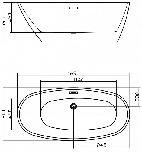 Ванна акриловая отдельностоящая Swedbe Vita 170x80 8836