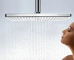 Лейка верхнего душа с потолочным креплением Hansgrohe Rainmaker Select 460 3jet белое стекло/хром 24006400 Лейка верхнего душа с потолочным креплением Hansgrohe Rainmaker Select 460 3jet белое стекло/хром 24006400, 4