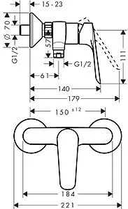 Смеситель для душа Hansgrohe Logis E хром 71610000 Смеситель для душа Hansgrohe Logis E хром 71610000, 2