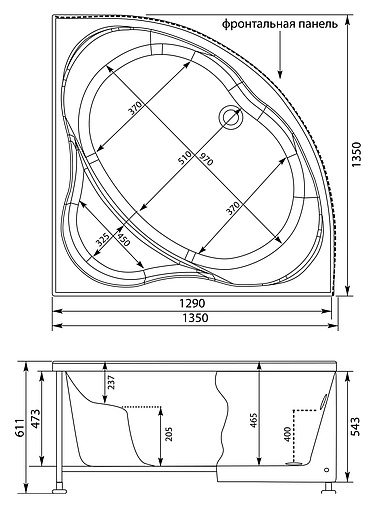 Ванна акриловая Aquanet Vitoria 135x135 00204049