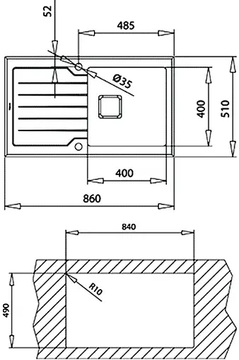 Мойка кухонная Teka Diamond RS15 1B 1D 86 нержавеющая сталь/чёрное стекло 115100011