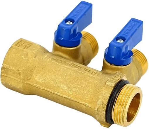 Коллектор запорный проходной 2 отвода синий ¾&quot;в/н x ½&quot;н Tiemme NINO 1820072