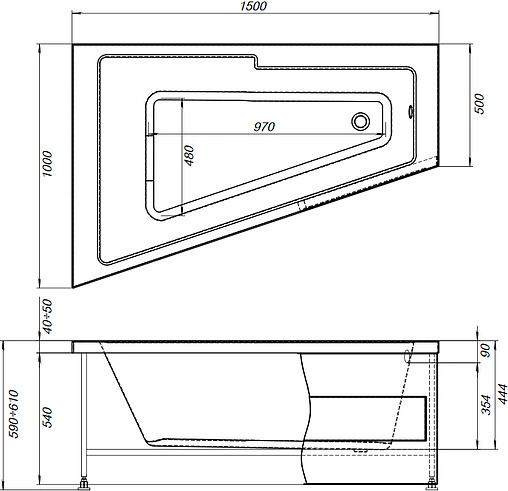 Ванна акриловая Aquanet Accord 150x100 L 00210270