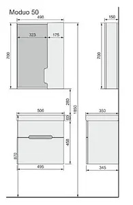 Тумба-умывальник подвесная Jorno Moduo Slim 50 белый Mod.01.50/P/W+S-UM-MOD5OSL/1 Тумба-умывальник подвесная Jorno Moduo Slim 50 белый Mod.01.50/P/W+S-UM-MOD5OSL/1, 2