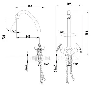 Смеситель для кухни Lemark Partner хром LM6544C, 2