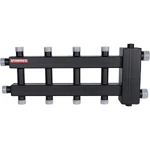 Распределительный коллектор 5 контуров с гидрострелкой 1½&quot;н x 1&quot;н Rommer RDG-0060-024025, 2