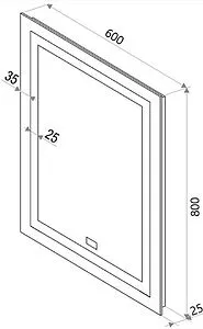 Зеркало с подсветкой Continent Verte Led 60x80 с часами, с датчиком движения белый ЗЛП478, 2