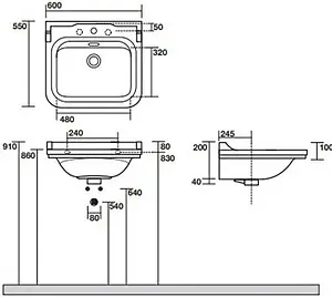 Раковина Kerasan Waldorf 60 белый 4140K1bi/cr*3 Раковина Kerasan Waldorf 60 белый 4140K1bi/cr*3, 2