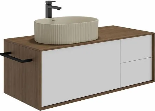 Тумба-умывальник Kerama Marazzi Atollo 80 белый матовый/дерево AT.110\WHT.M+