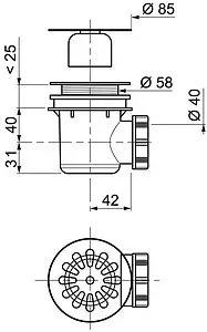 Сифон для душевого поддона Wirquin хром 34010005 Сифон для душевого поддона Wirquin хром 34010005, 2