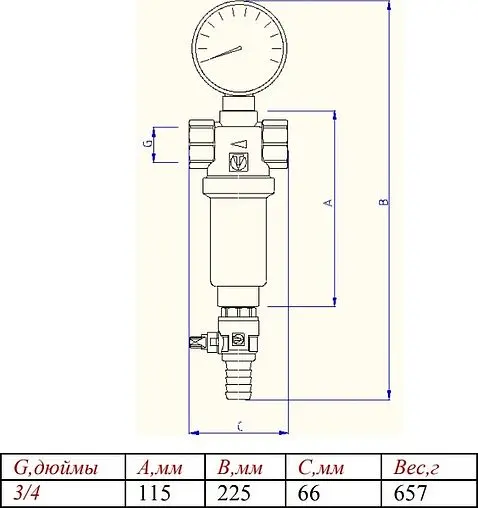 Фильтр тонкой очистки воды ¾"в x ¾"в Valtec VT.389.N.05 Фильтр тонкой очистки воды ¾"в x ¾"в Valtec VT.389.N.05