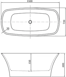 Ванна акриловая отдельностоящая Aquanet Pleasure 150x72 00208595 Ванна акриловая отдельностоящая Aquanet Pleasure 150x72 00208595, 5