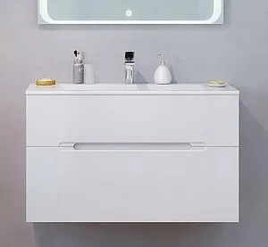 Тумба-умывальник подвесная Jorno Modul 100 белый Mоl.01.97/P/W+Mol.08.100/W Тумба-умывальник подвесная Jorno Modul 100 белый Mоl.01.97/P/W+Mol.08.100/W, 4