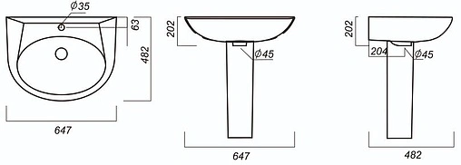 Раковина Sanita Luxe Classic 65 белый WB.PD/Classic/65-C/WHT.G/S1 Раковина Sanita Luxe Classic 65 белый WB.PD/Classic/65-C/WHT.G/S1