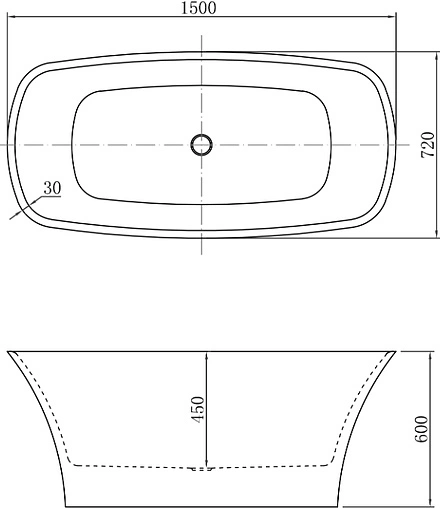 Ванна акриловая отдельностоящая Aquanet Pleasure 150x72 00208595