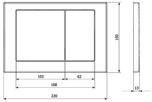 Клавиша смыва для унитаза KK-POL M05 350/PPC/057-00-00 черный матовый