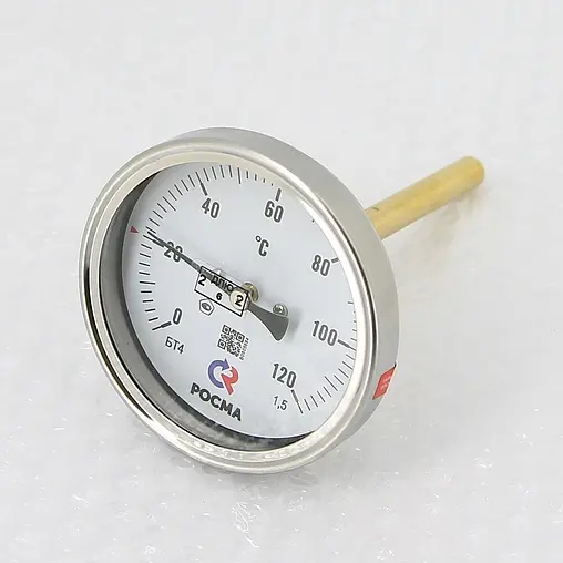 Термометр биметаллический Росма БТ-41.211 80мм 120°С гильза 100мм ½&quot; 00000002462