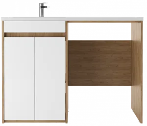 Тумба под умывальник напольная над стиральной машиной Айсберг Домино 120 белый/дуб вотан DD4213T, 4