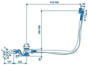 Слив-перелив для ванны без накладок с функцией налива Sanit 35.329.00..0000 Слив-перелив для ванны без накладок с функцией налива Sanit 35.329.00..0000, 2