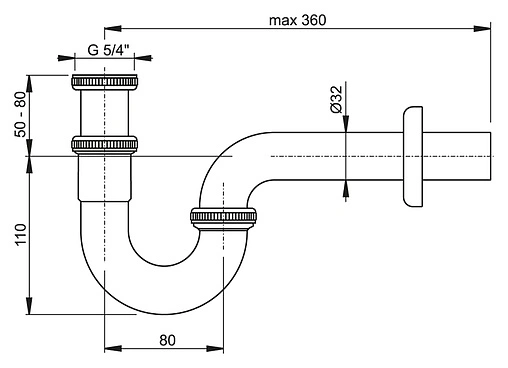 Сифон трубный для раковины Ravak хром X01436 Сифон трубный для раковины Ravak хром X01436