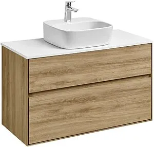 Тумба-умывальник подвесная Aquaton Либерти 100 дуб эльвезия 1A2796K4LY010, 1