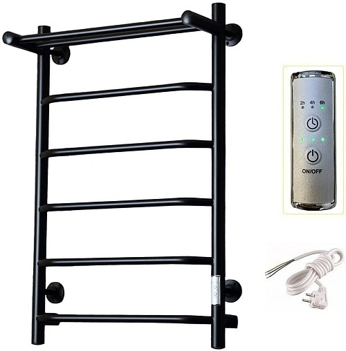 Полотенцесушитель электрический лесенка Тругор Пэк сп 6 П 80х50 черный матовый ВГП