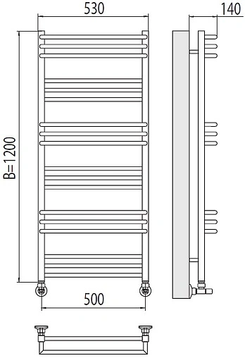 Полотенцесушитель водяной лесенка Terminus Кельн П18 500х1200 полированная сталь 4630080268371