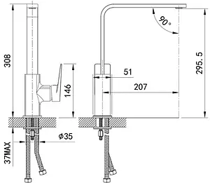 Смеситель для кухни IDDIS Bridge хром BRDSB00i05, 2