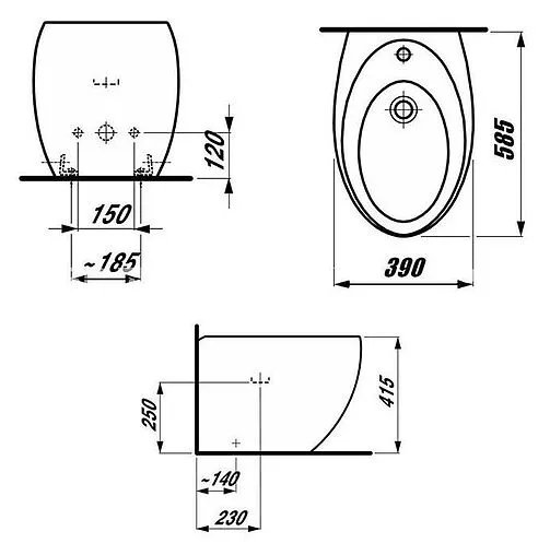Биде напольное Laufen Alessi One c покрытием LCC белый 8.3297.1.400.304.1