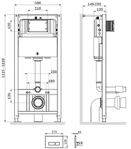 Инсталляция для подвесного унитаза Set 4 в 1 Am.Pm Pro I012704.7031 с кнопкой хром матовый Инсталляция для подвесного унитаза Set 4 в 1 Am.Pm Pro I012704.7031 с кнопкой хром матовый, 2