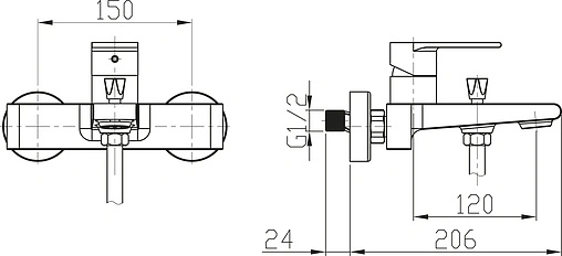 Смеситель для ванны BelBagno Nova полированная сталь NOV-VASM-IN