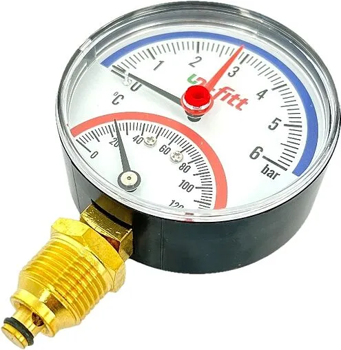 Термоманометр радиальный Uni-fitt 80мм 6 бар 120°С ½&quot; 311D2442