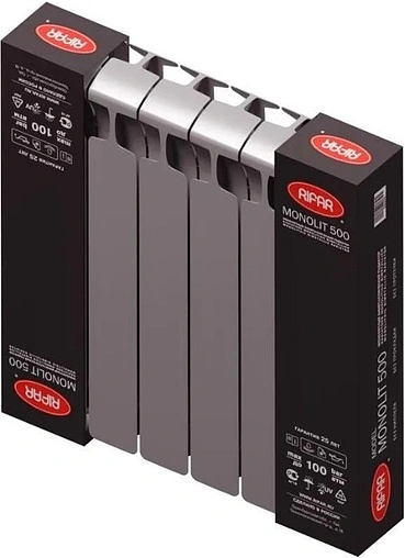 Радиатор биметаллический 6 секций Rifar Monolit 500 серый RM50006 tit