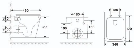 Унитаз подвесной безободковый Terminus Ватикан белый 03W49x34W