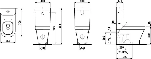Унитаз-компакт Laufen LB3 белый 8.2468.4.000.000.1+8.2868.0.000.278.1