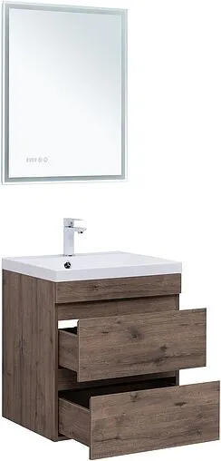 Тумба-умывальник подвесная Aquanet Нота New 60 дуб веллингтон/табак 00334191+00281220