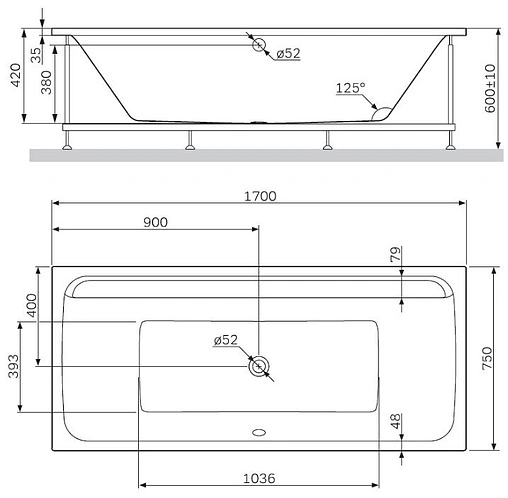 Ванна акриловая Am.Pm Inspire 2.0 170x75 W52A-170-075W-A