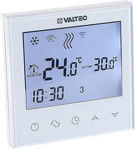 Проводной комнатный терморегулятор двухконтурный Wi-Fi 230В Valtec белый VT.AC713.0.0, 1
