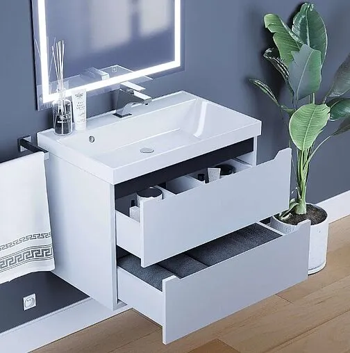 Тумба под умывальник подвесная Uperwood UPD Tanos 70 белый с графитовыми вставками 2930205141