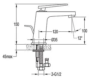 Смеситель для раковины Cezares Baden хром BADEN-F-LS-01-W0 Смеситель для раковины Cezares Baden хром BADEN-F-LS-01-W0, 2