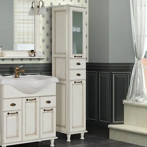 Шкаф-пенал напольный Aquaton Жерона 35 R белое золото 1A158903GEM4R